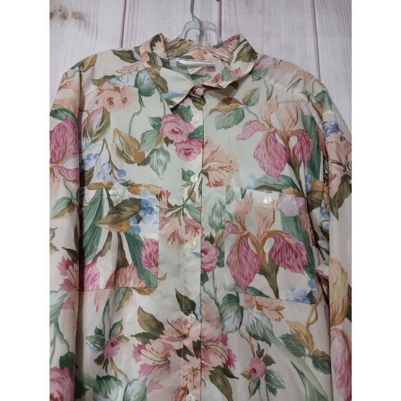 Ladies 22 Vintage Floral Print Button Down Shirt with‎ Pockets Cottagecore Style - Picture 3 of 8